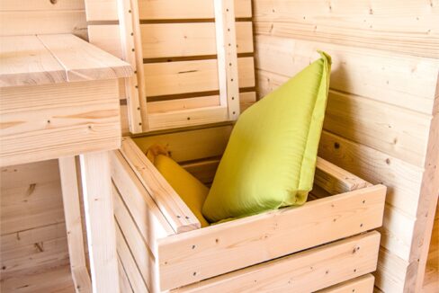 Pouf en bois pour pod de camping - vue principale