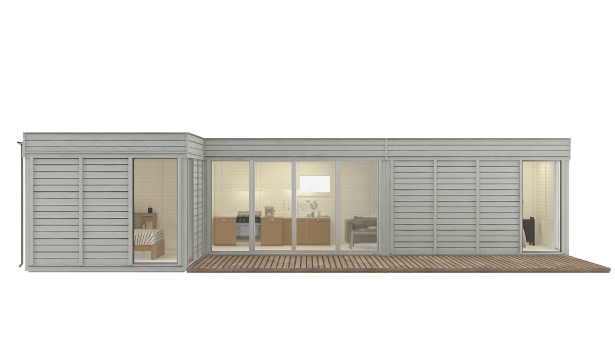 Cube glamping isolé en L 42 m² - vue complémentaire