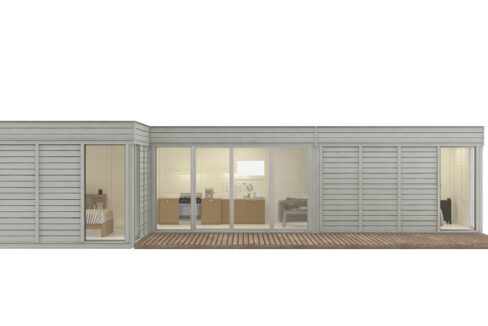 Cube glamping isolé en L 42 m² - vue complémentaire