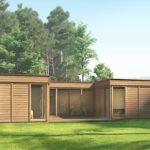 Cube glamping isolé en U 51 m² - vue principale