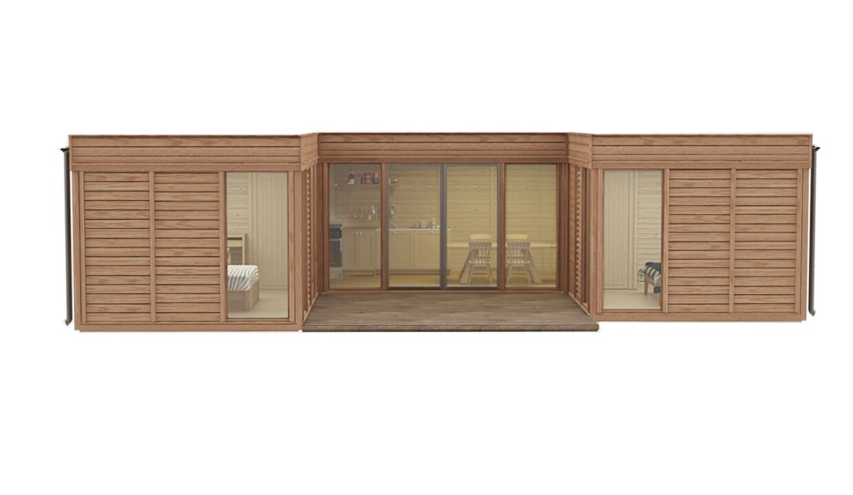 Cube glamping isolé en U 51 m² - vue complémentaire