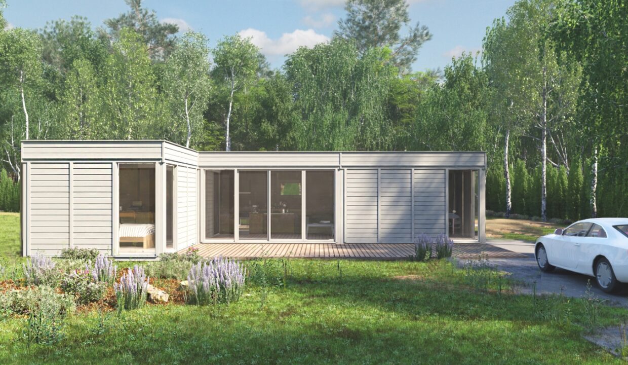 Cube glamping en L 42 m² - vue principale