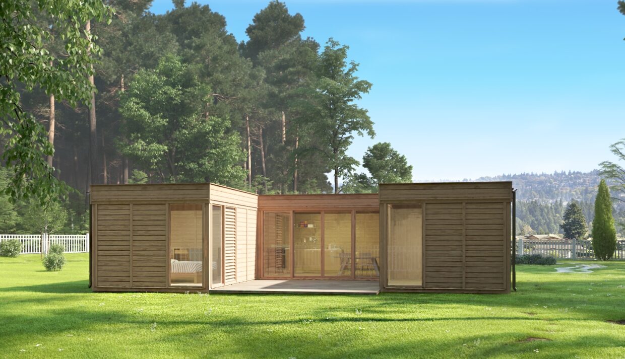 Cube glamping en U 51 m² - vue principale