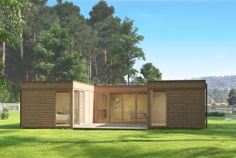 Cube glamping en U 51 m² - vue principale