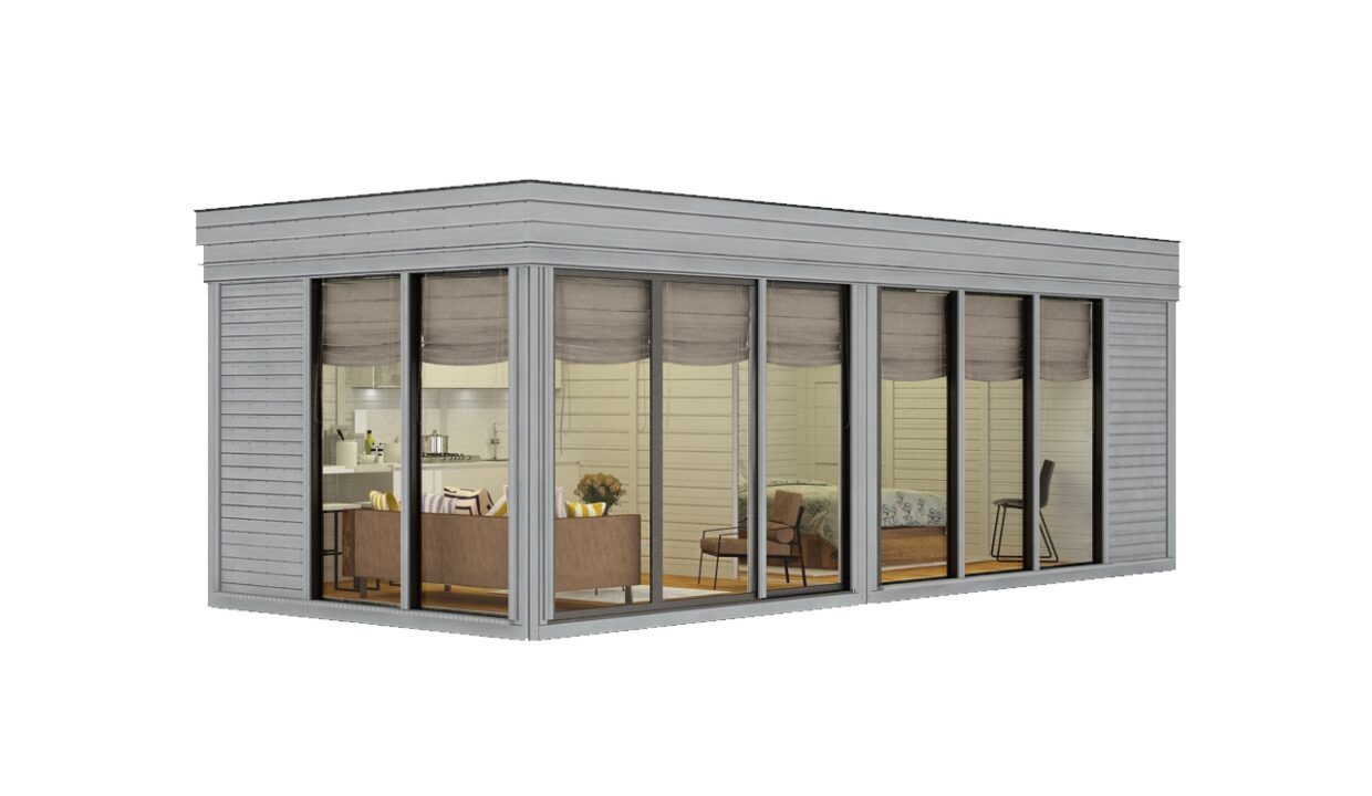 Cube glamping isolé 3 x 7 m - vue principale