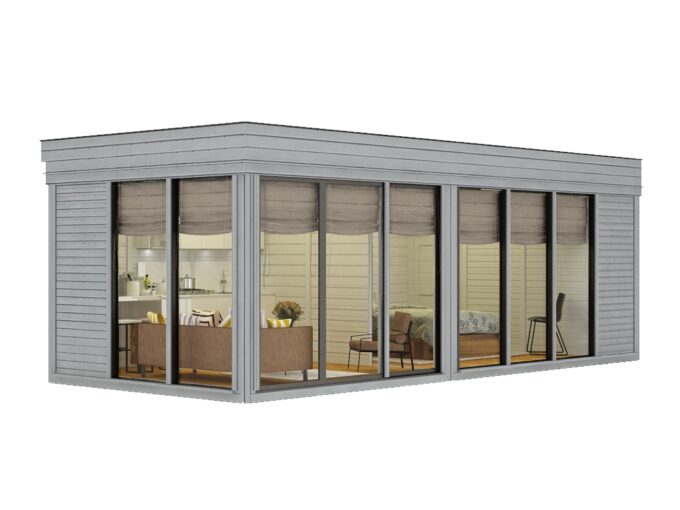 Cube glamping isolé 3 x 7 m - vue principale