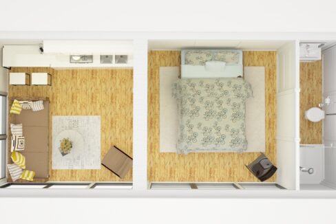 Cube glamping isolé 3 x 7 m - vue complémentaire
