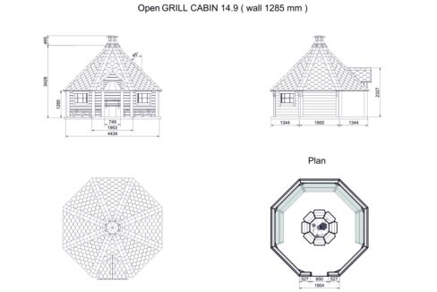 Plan de Kota grill ouvert 14,9 m²