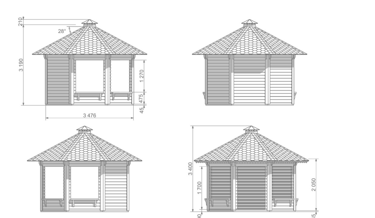 Plan de Kiosque de jardin 9,9 m²