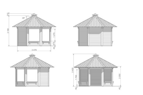 Plan de Kiosque de jardin 9,9 m²