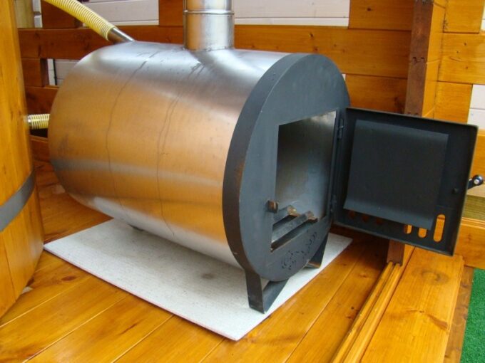 Poêle à bois extérieur rond pour bain nordique 22 kW en AISI 304 - vue principale