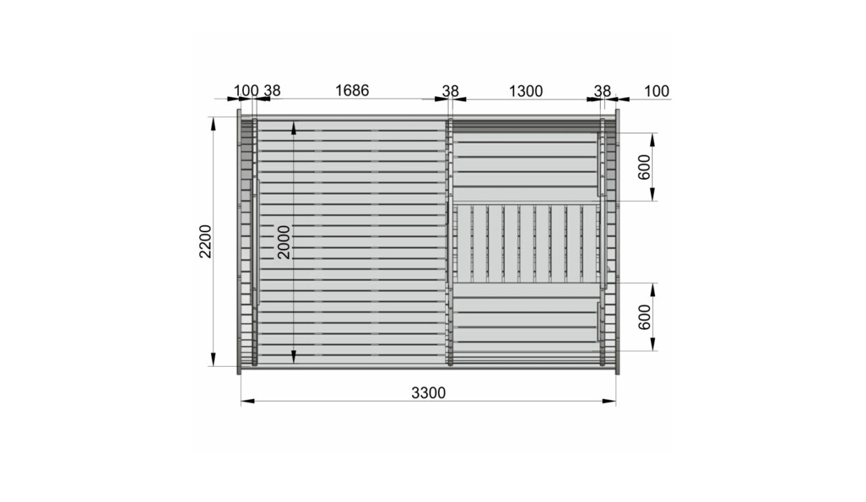 Plan du Tonneau de couchage Family Mini 2,2 x 3,3 m