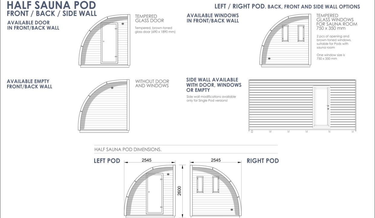 Half-pod sauna 2,4 x 2,4 m - vue complémentaire