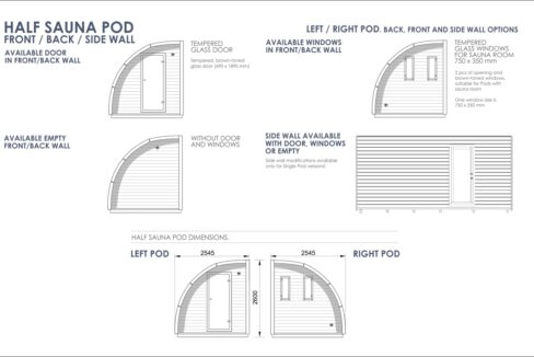 Half-pod sauna 2,4 x 2,4 m - vue complémentaire