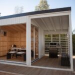 Cube de jardin vitré 3 x 3 m avec extension barbecue 2 x 3 m - vue principale