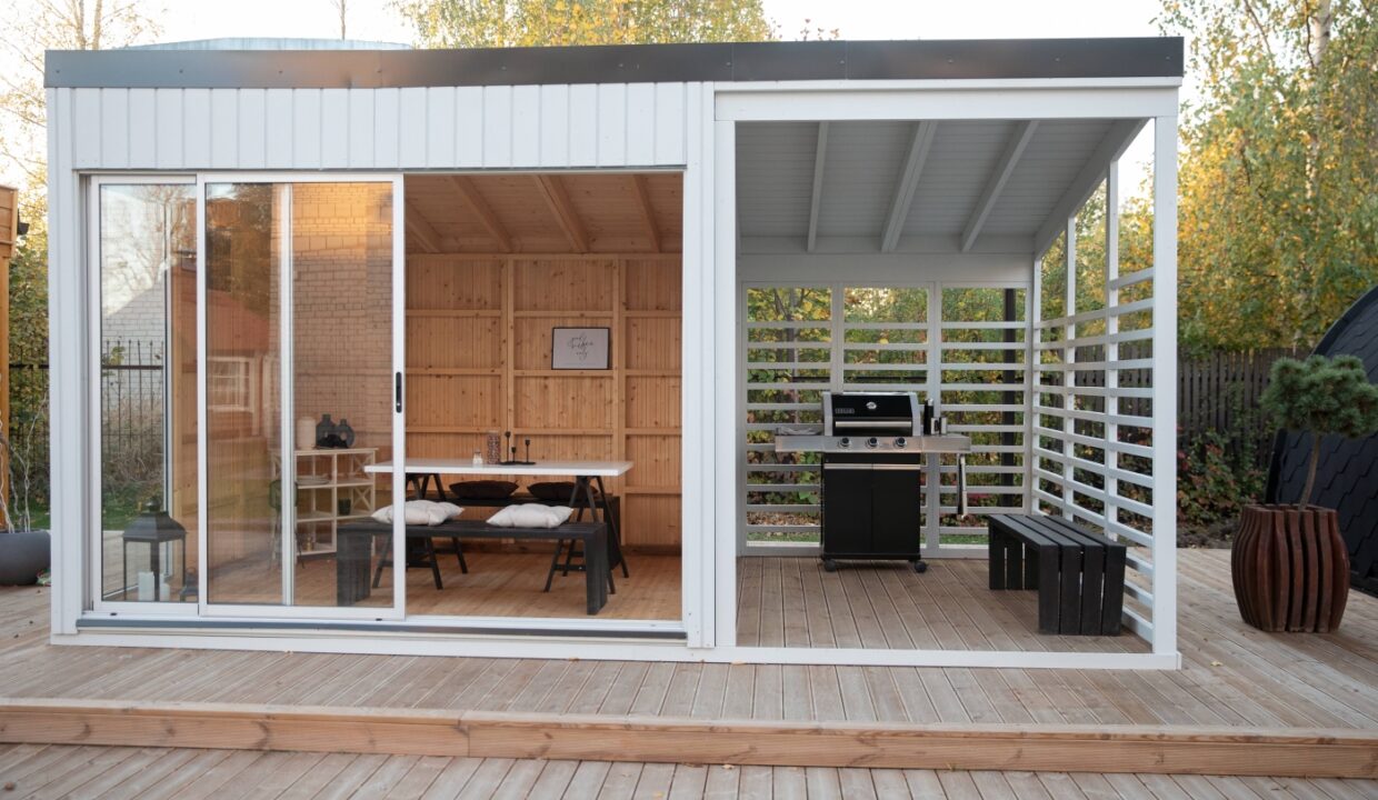 Cube de jardin vitré 3 x 3 m avec extension barbecue 2 x 3 m - vue complémentaire