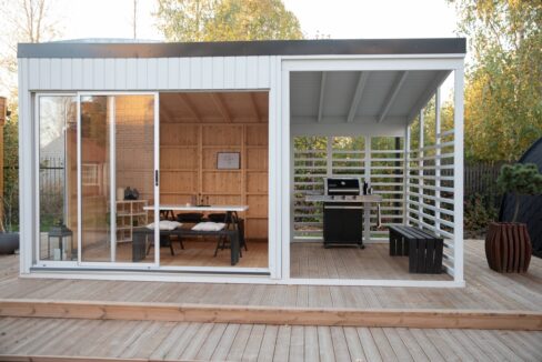 Cube de jardin vitré 3 x 3 m avec extension barbecue 2 x 3 m - vue complémentaire