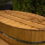 Couvercle en épicéa pour bain froid ovale 1,5 x 0,85 m - vue principale